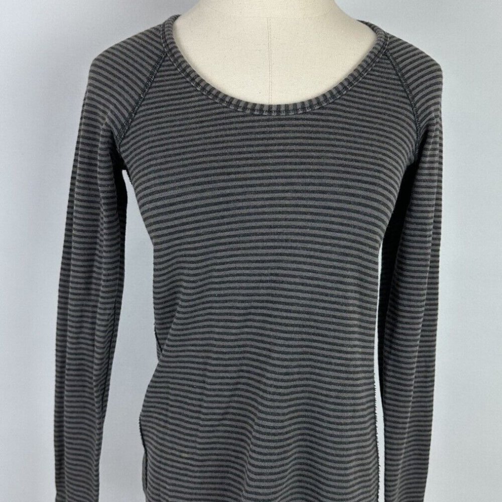 Lululemon Charcoal Gray Striped Long Sleeve Shirt